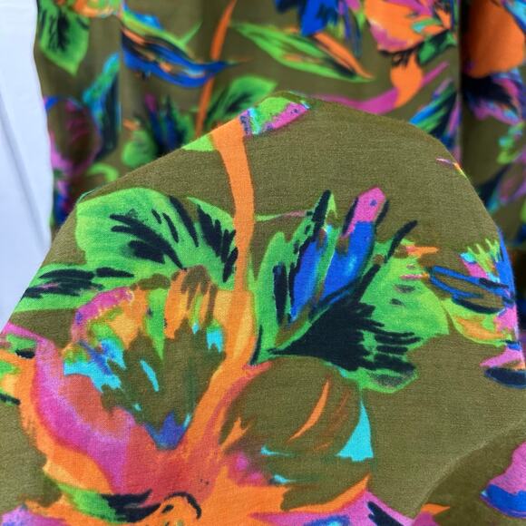 Nanette Lepore Tropical Wide Leg Resort Silk Cover Up Pants Casual Size L - Picture 3 of 7